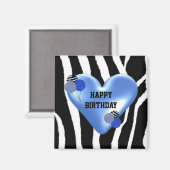 シマウマ模様の風船の誕生日 マグネット (正面/裏面)