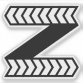 シマウマ矢印スタイルのイニシャルZモノグラム シール (正面)