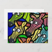 シマウマ落書き葉書 ポストカード (正面/裏面)