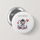 シマウマ飛行機の誕生日 缶バッジ (正面&裏面)