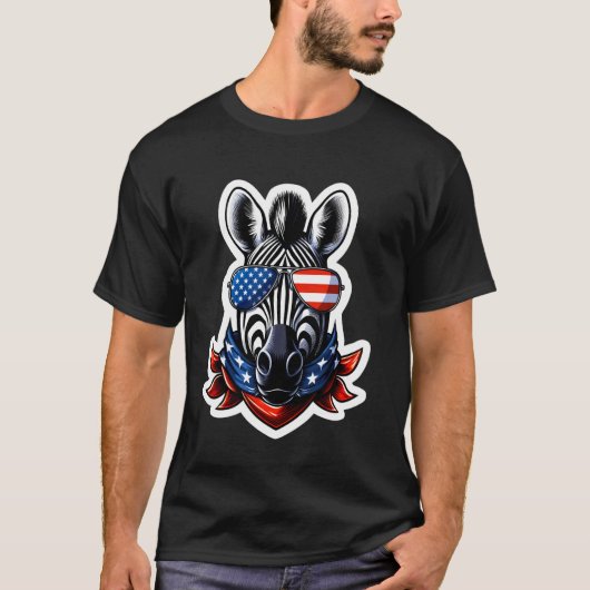 シマウマ アメリカ独立記念日 7月4日 USA パ Tシャツ (正面)