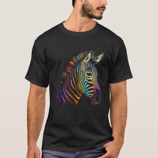 シマウマ カラフル 動物 動物園 動物 Tシャツ