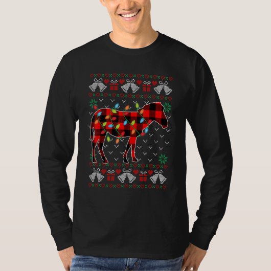 シマウマ クリスマス ライト ださい クリスマスセーター Tシャツ (正面)