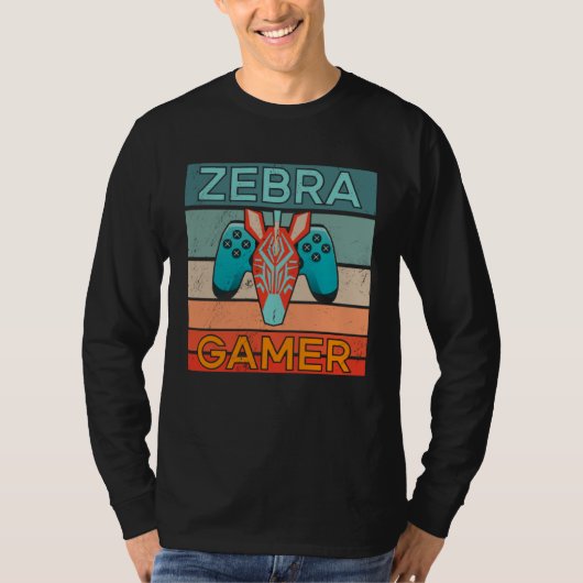 シマウマ ゲーマー アフリカ ゲーム ゲーミング 動物 ゼブラ Tシャツ (正面)