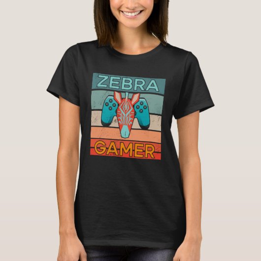 シマウマ ゲーマー アフリカ ゲーム ゲーミング 動物 Tシャツ (正面)