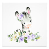 シマウマ，サファリ，紫の花男女兼用, フォトプリント            (正面)