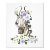 シマウマ，サファリ，紫の花男女兼用, フォトプリント            (正面)