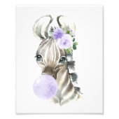 シマウマ，サファリ，紫色のバブルガム男女兼用, フォトプリント            (正面)