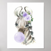 シマウマ，サファリ，紫色のバブルガム男女兼用, ポスター (正面)