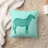 シマウマ-ターコイズおよび水 クッション (ブランケット)