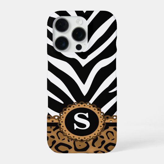 シマウマ+ヒョウ+モノグラム iPhoneケース (裏面)