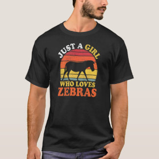 シマウマ ビンテージ ただシマウマが好きな女の子 Tシャツ