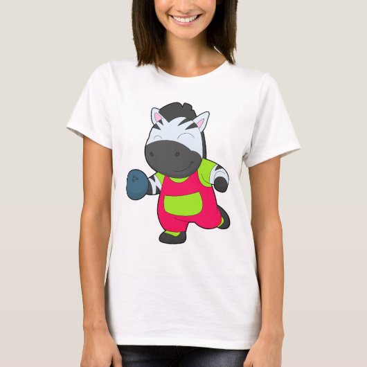 シマウマ ボウリング ボウリングボール スポーツ Tシャツ (正面)