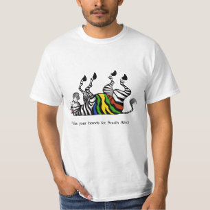 シマウマ: 南アフリカ共和国のサッカーのためのあなたの手を上げて下さ Tシャツ