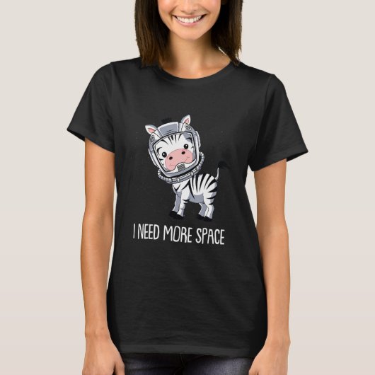 シマウマ 宇宙飛行士 ストライプ柄 アフリカの動物 もっと+必要 Tシャツ (正面)