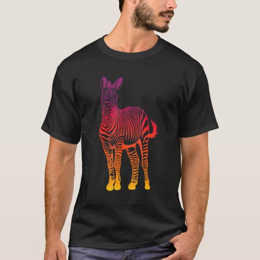 シマウマ 愛 野生の馬 シマウマ 日の出 ビーチ Tシャツ (正面)