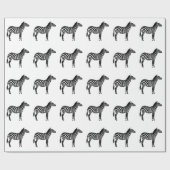 シマウマ – 白黒 ラッピングペーパー (フラット)