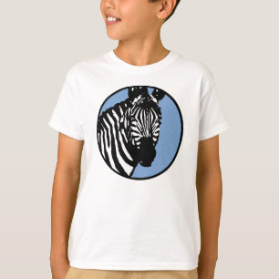 シマウマ。 石板の青の円 Tシャツ
