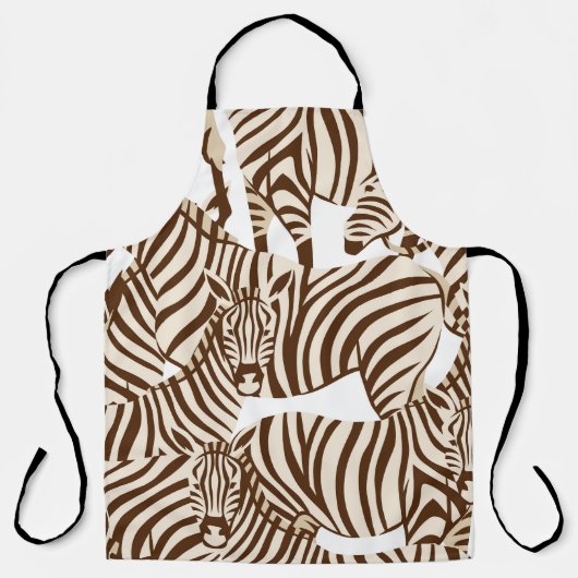 シマウマ、野生のサバンナ、シームレスパターン エプロン (正面)