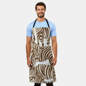 シマウマ、野生のサバンナ、シームレスパターン エプロン (着用した状態)