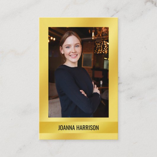 シマエレガントメモダンリー光沢のある金ゴールド写真ヨーロッパ 名刺 (正面)