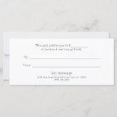 シマエレガントメリー黄色のギフト券 (裏面)