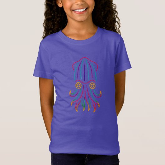 シマシマパジャマダコ - ネオンタコの芸術 Tシャツ (正面)