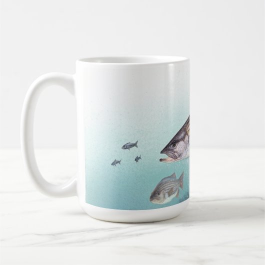 シマスズキの魚の海のマグを採取する海 コーヒーマグカップ (左)