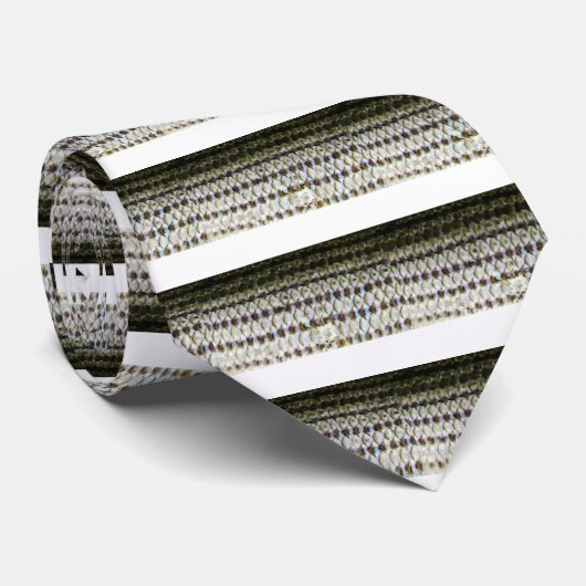 シマスズキの魚の皮のプリント ネクタイ (ロール)