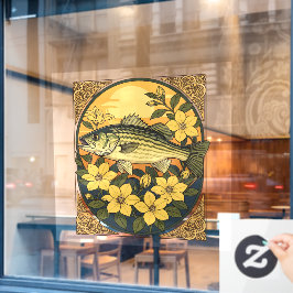 シマスズキロックフィッシュとキイロジャスミンの花 ウィンドウサイン