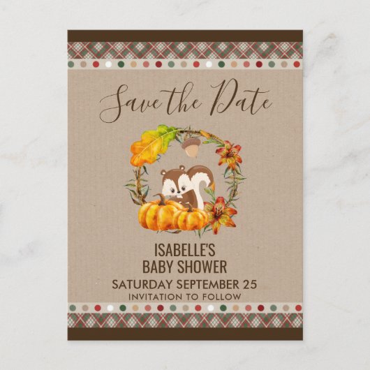 シマリスとカボチャの秋のクラフトSTD 案内ポストカード (正面)