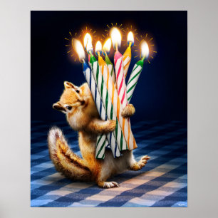 シマリス 誕生日キャンドル ポスター