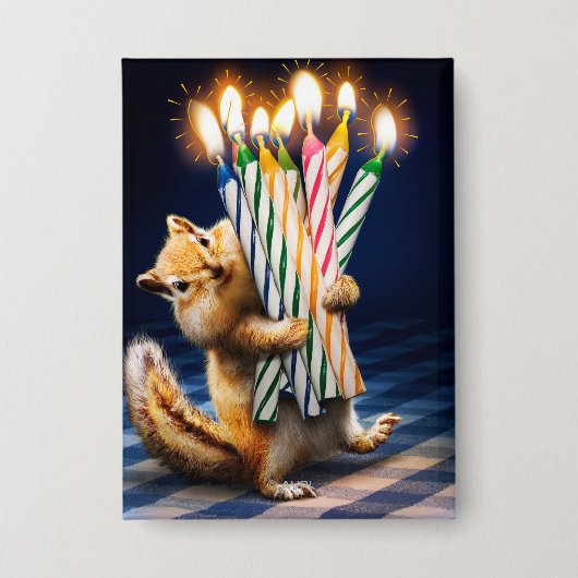 シマリス 誕生日キャンドル 缶バッジ (正面)