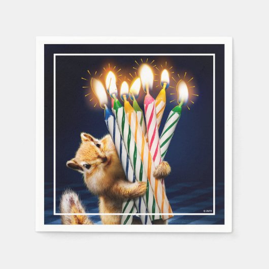 シマリス 誕生日 キャンドル スタンダードカクテルナプキン (正面)