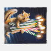 シマリス 誕生日 キャンドル フリースブランケット (正面(横))