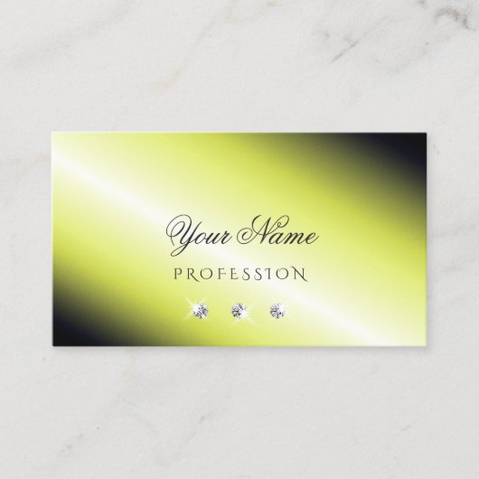 シマリーイエローシルバーきらめくダイアモンドエレガント 名刺 (正面)