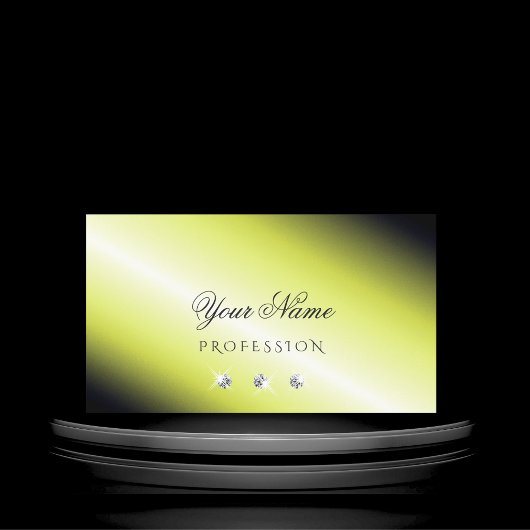 シマリーイエローシルバーきらめくダイアモンドエレガント 名刺