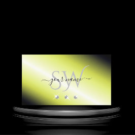 シマリーイエローシルバーダイヤきらめくズモノグラム 名刺