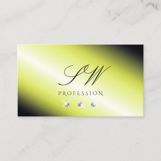 シマリーイエローシルバーダイヤきらめくモンドイニシャル 名刺 (正面)
