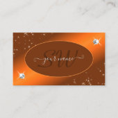 シマリーオレンジかわいいグリッタースターズジュエリーイニシャル 名刺 (正面)