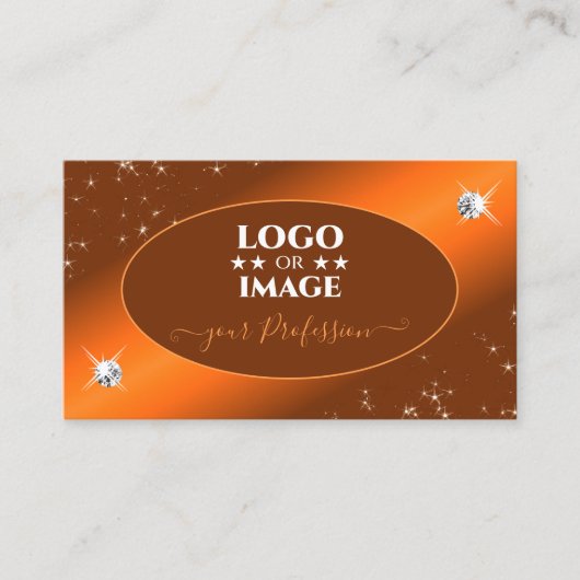 シマリーオレンジかわいいグリッタースターズジュエリー追加ロゴ 名刺 (正面)