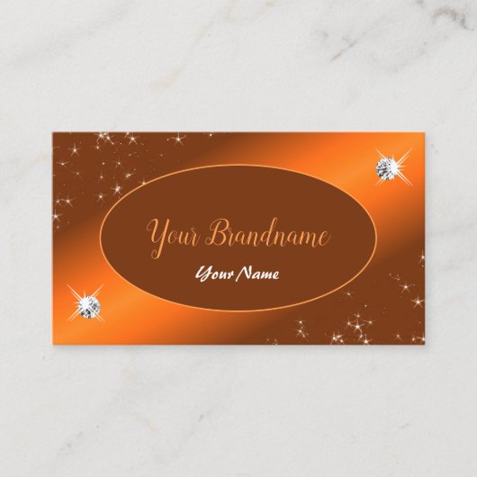 シマリーオレンジかわいいグリッタースターズラグジュアリージュエリー 名刺 (正面)