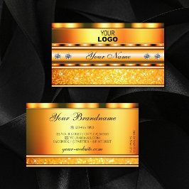 シマリーオレンジきらめくグリッタースターとロゴ 名刺