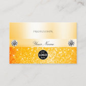 シマリーオレンジスパークルグリッターダイヤモンドとロゴ 名刺 (正面)