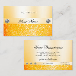 シマリーオレンジスパークルグリッターラグジュアリーダイヤモンド 名刺