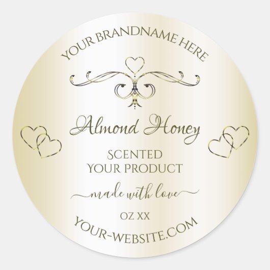 シマリークリームプロダクトラベル華美デコールハート ラウンドシール (正面)