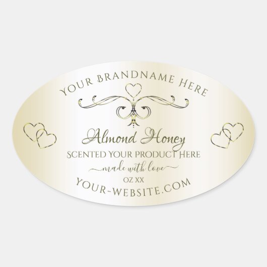 シマリークリームプロダクトラベル華美デコールハート 楕円形シール (正面)