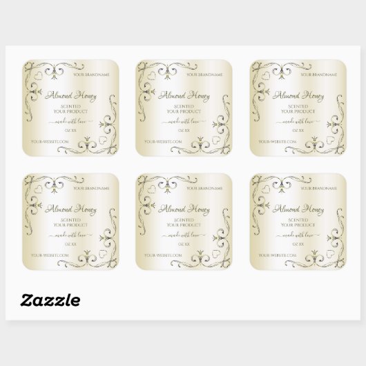 シマリークリーム製品ラベル華美デコールコーナー スクエアシール (シート)