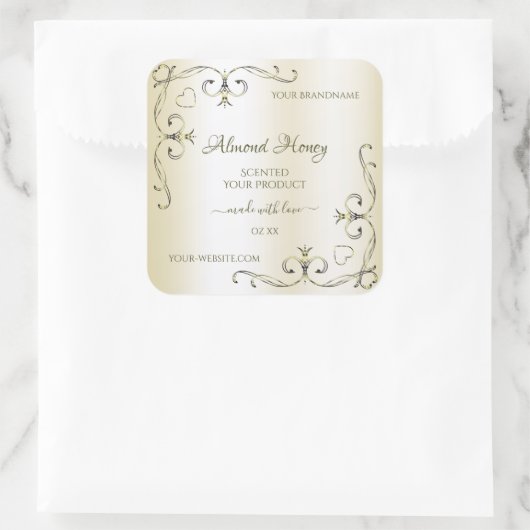 シマリークリーム製品ラベル華美デコールコーナー スクエアシール (バッグ)