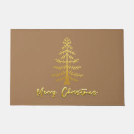 シマリーグラムモダンラグジュアリー金ゴールド木茶色 ドアマット